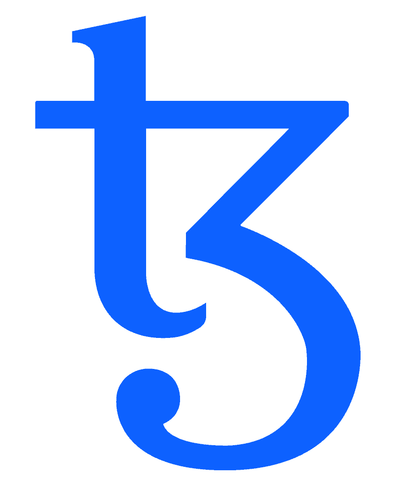 The blue Tezos logo on a white background.