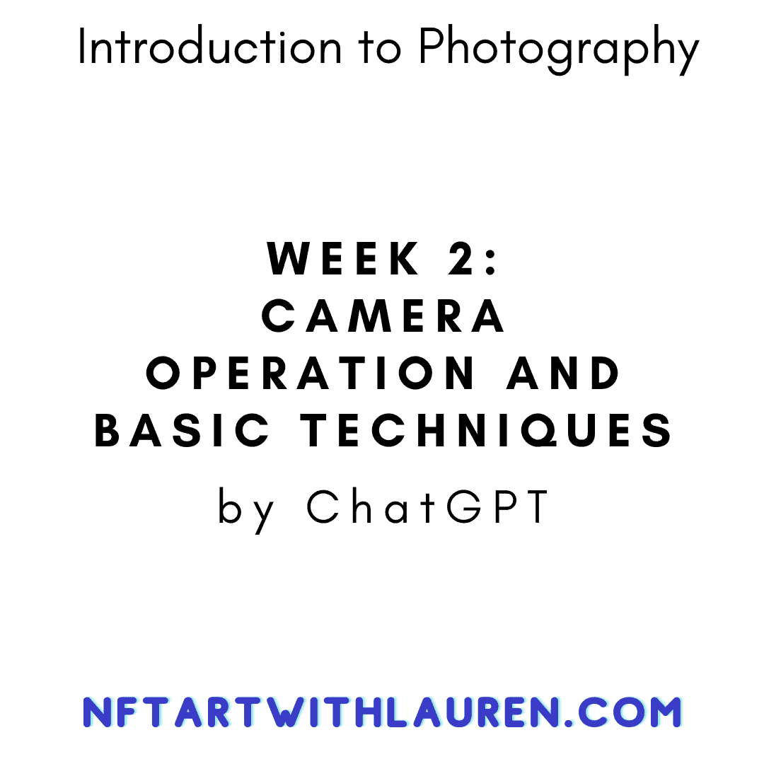 Introduction to Photography Week 2 Camera Operation and Basic