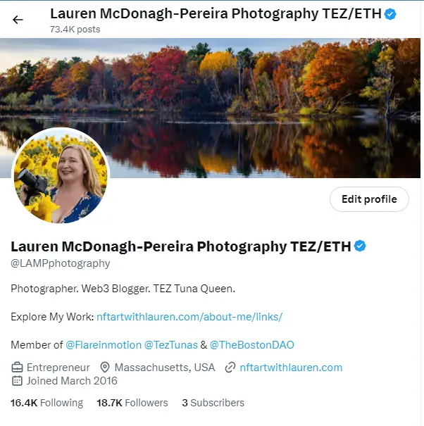 A screen shot of Lauren McDonagh-Pereira's profile on X