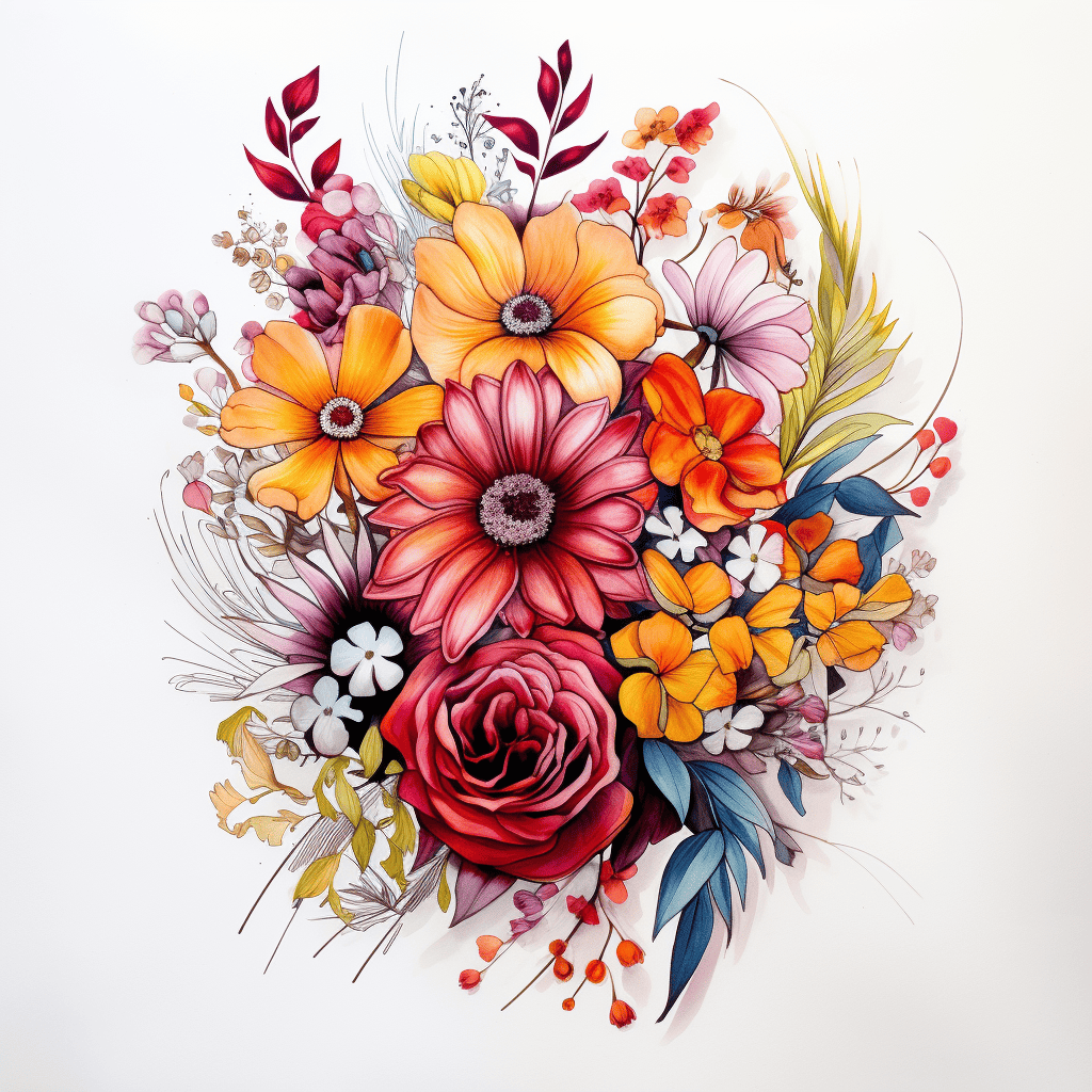 An AI-generated floral tattoo design.