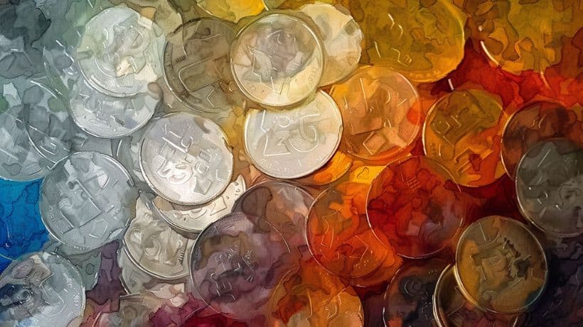 An impressionist painting of coins