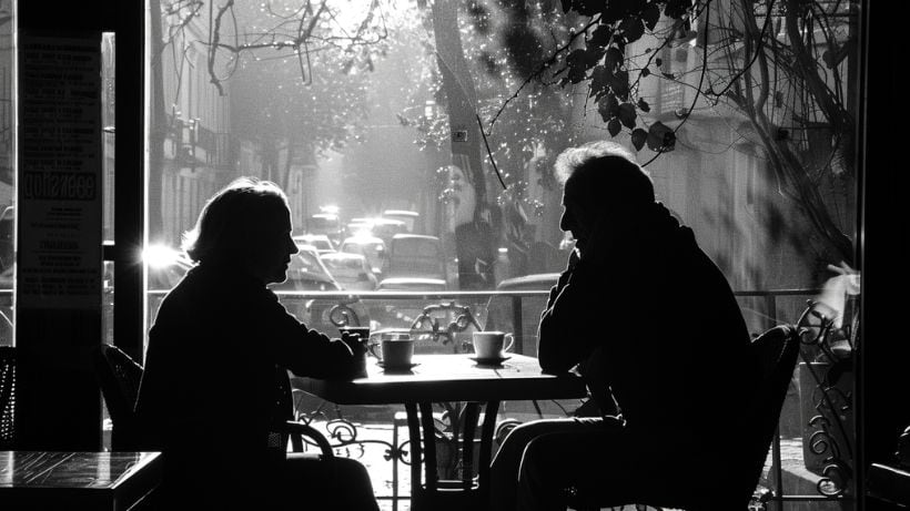 photography, two people having a conversation