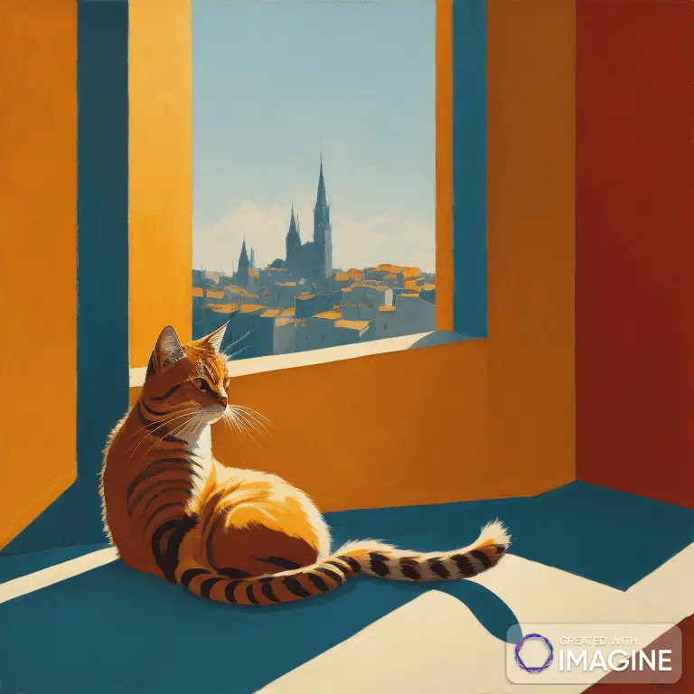 Imagine AI Image. Prompt: "A Cat Lounging in the Sun on the Windowsill" Style: Van Gogh