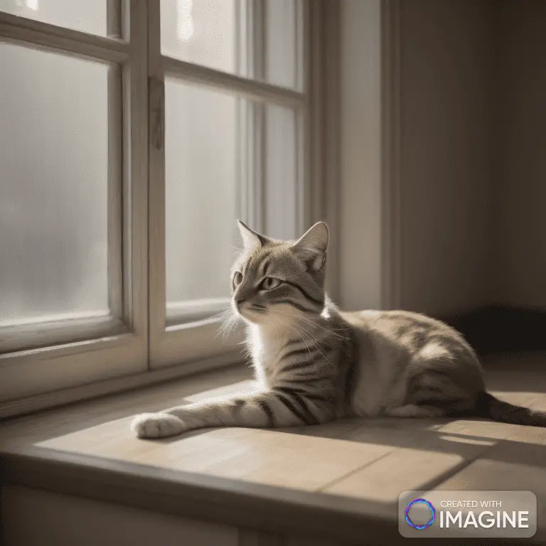 An Imagine AI art image. Prompt: A cat sitting in the sun on the windowsill." CFG = 3