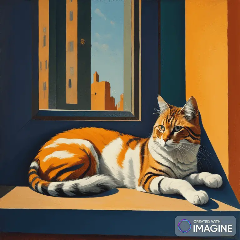 Imagine AI Image. Prompt: "A Cat Lounging in the Sun on the Windowsill" Style: Van Gogh