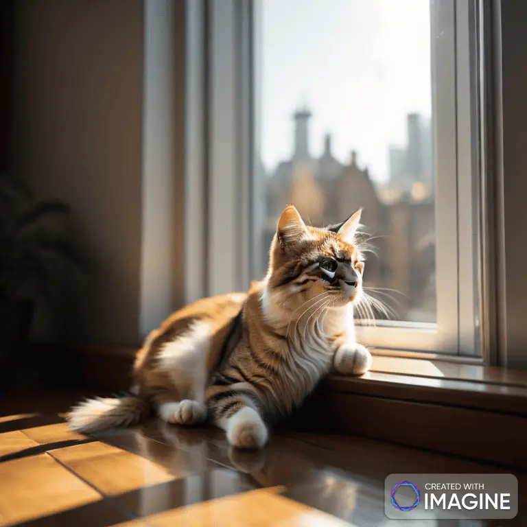 An Imagine AI art image. Prompt: A cat sitting in the sun on the windowsill." CFG = 15