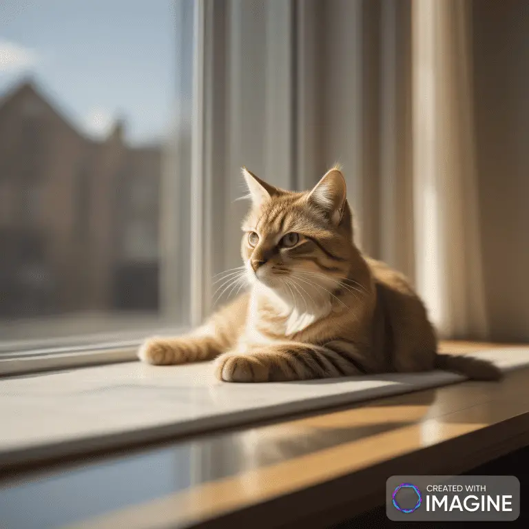 An Imagine AI art image. Prompt: A cat sitting in the sun on the windowsill." CFG = 5