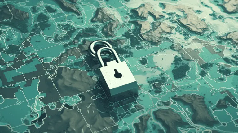 A secure lock overlaying a digital map, representing internet security provided by VPNs