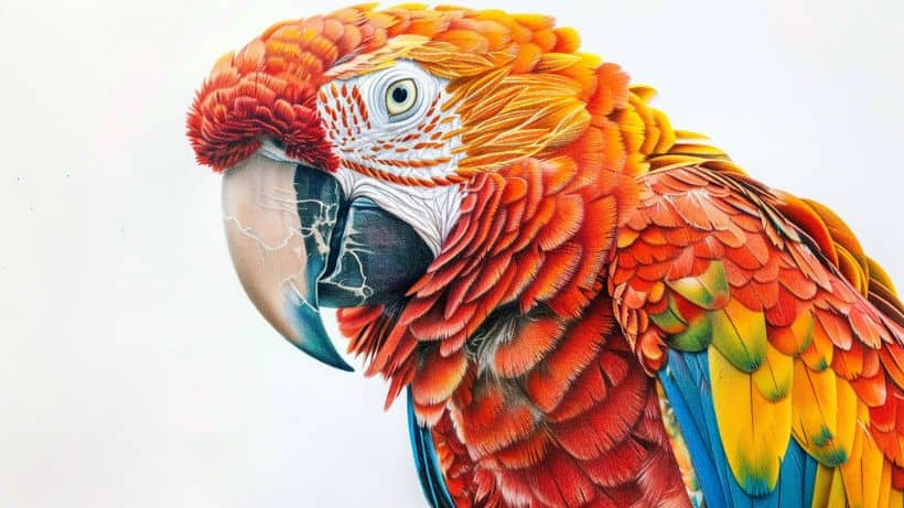How to draw a Macaw parrot. Step-by-step drawing lesson.